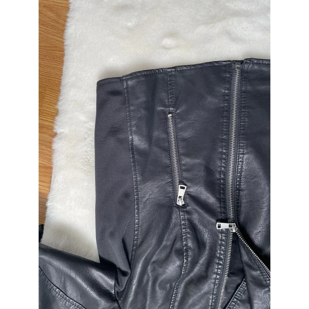 Baccini Sz XL Plus Black Moto Jacket Faux Leather Studded Punk Biker Grunge Rock - Picture 15 of 15